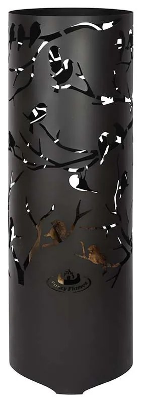 Henger alakú fém teraszfűtés, madár mintával, 118 cm