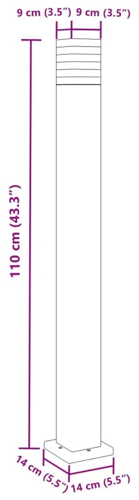 3 db fekete alumínium kültéri állólámpa 110 cm