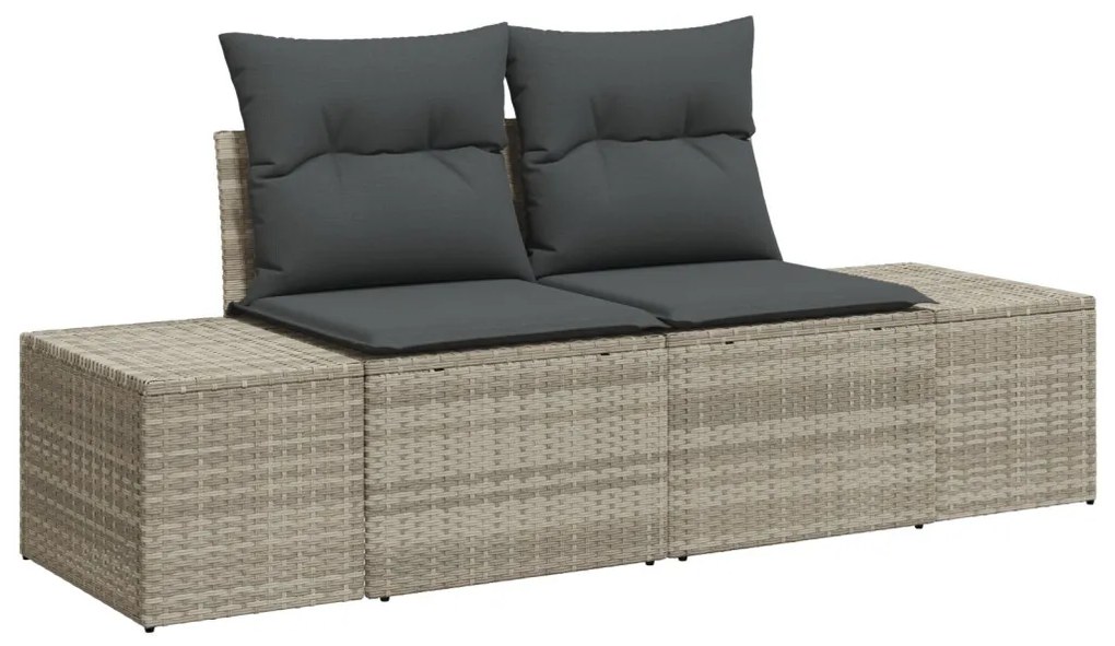 Kerti Kanapé Szett 5 Db Világosszürke Rattan