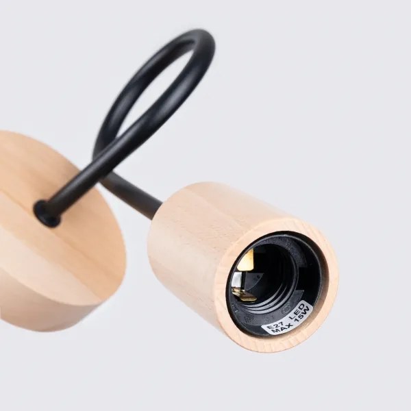 Sollux SL.1476 - Fali lámpa EMBER 1xE27/15W/230V fekete/bézs/bükkfa