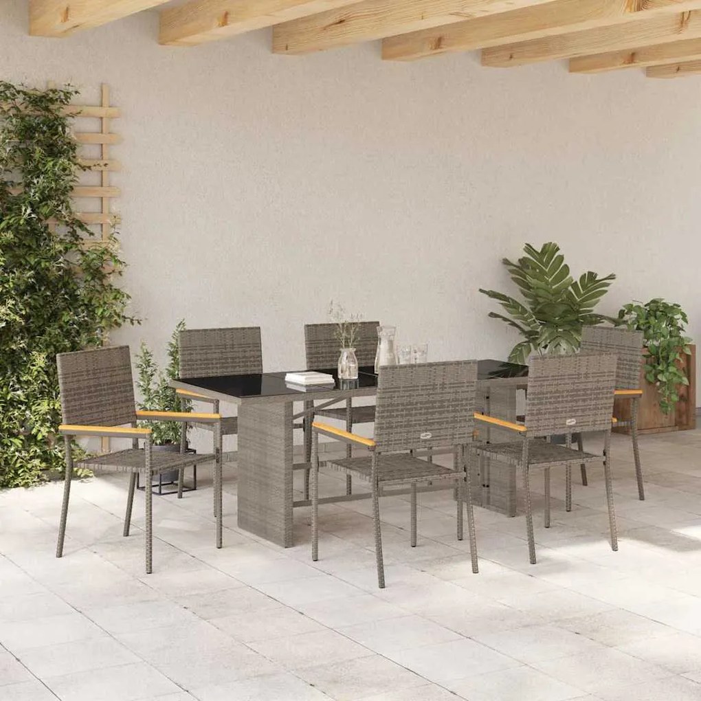 Kert étkező szett 7 pcs Szürke 190 x 80 x 75 cm polirattan