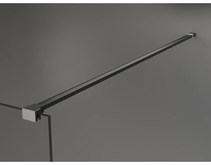 Mexen Kioto+, Walk-In zuhanyparaván polccal és akasztóval 110 x 200 cm, 8 mm átlátszó üveg fekete mintás, grafit profil, 800-110-121-66-77