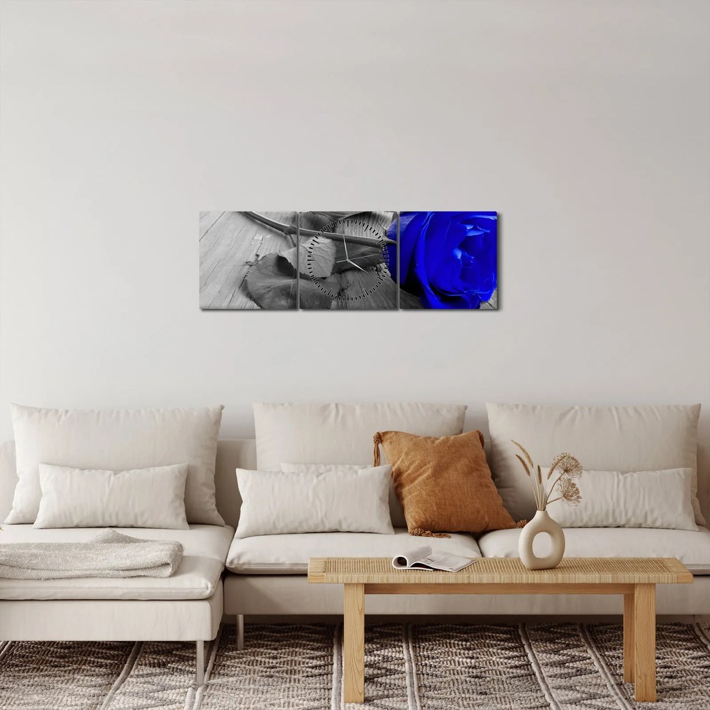 Kép - Kék rózsa (órával) (90x30 cm)