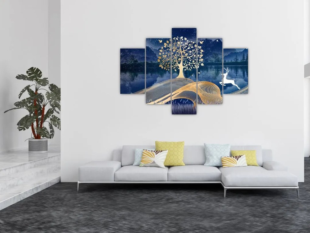 Szarvas képe teliholdkor (150x105 cm)
