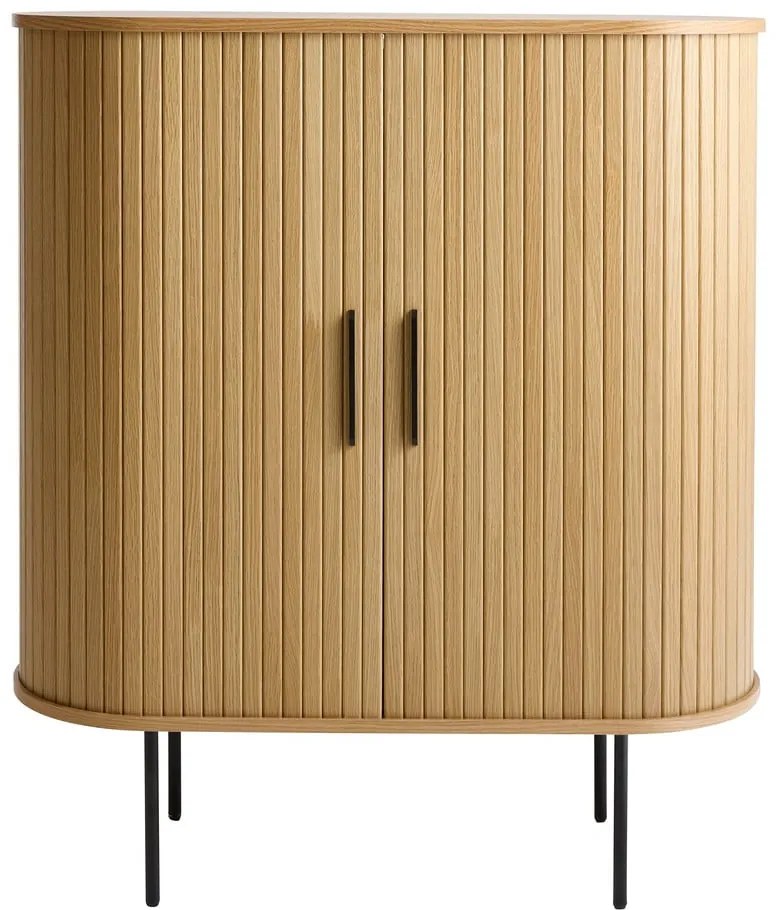 Natúr színű bortartó szekrény tolóajtóval, tölgyfa dekorral 100x118x40 cm Nola – Unique Furniture