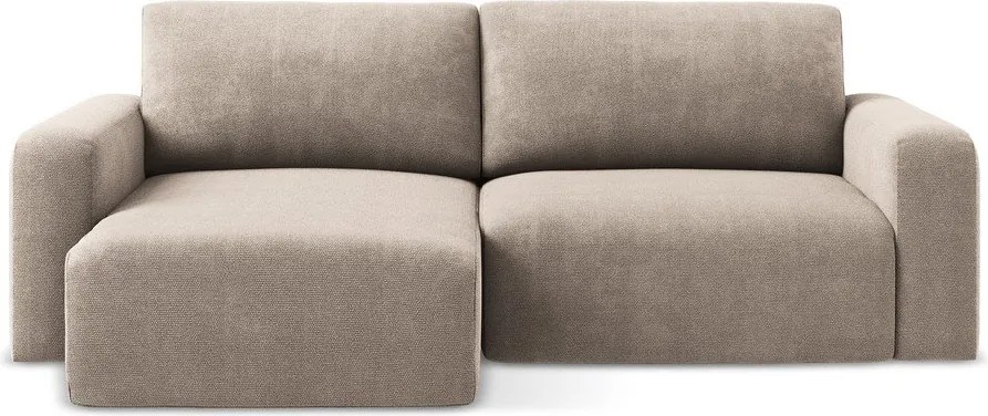 Bézs zsenília kinyitható-tárolóhelyes sarokkanapé (bal oldali-heverő résszel) Kona – Makamii