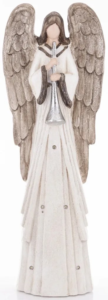 Dekorfigura angyal LED Műanyag Fehér, Barna 73x24x14cm