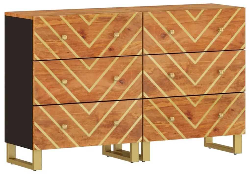 2 db barna-fekete tömör mangófa tálalószekrény 160x30x76 cm
