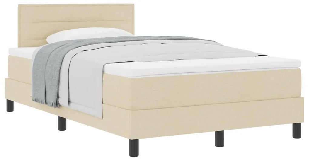 Box Spring ágy matraccal, krém színben, 120x200 cm szövet