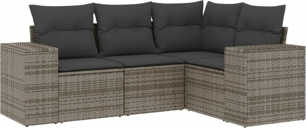 vidaXL 4 részes szürke polyrattan kerti ülőgarnitúra párnákkal