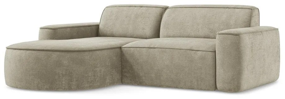 Bézs zsenília sarokkanapé (bal oldali-heverő résszel) Omao – Makamii