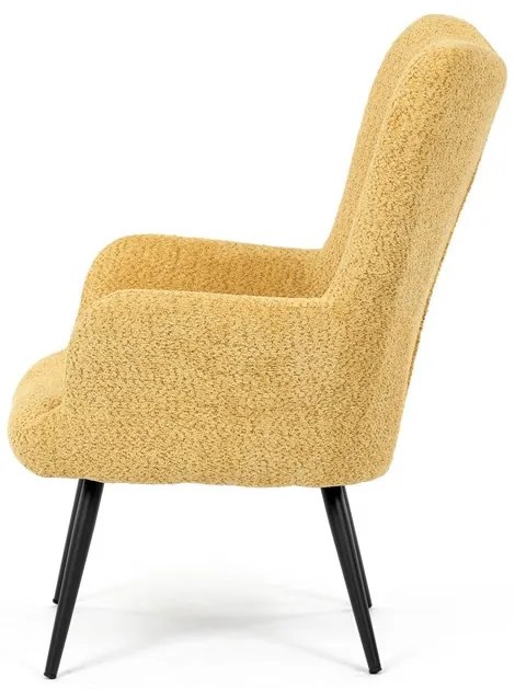 Füles fotel sárga bouclé szövettel. AK-W1206 YEL2