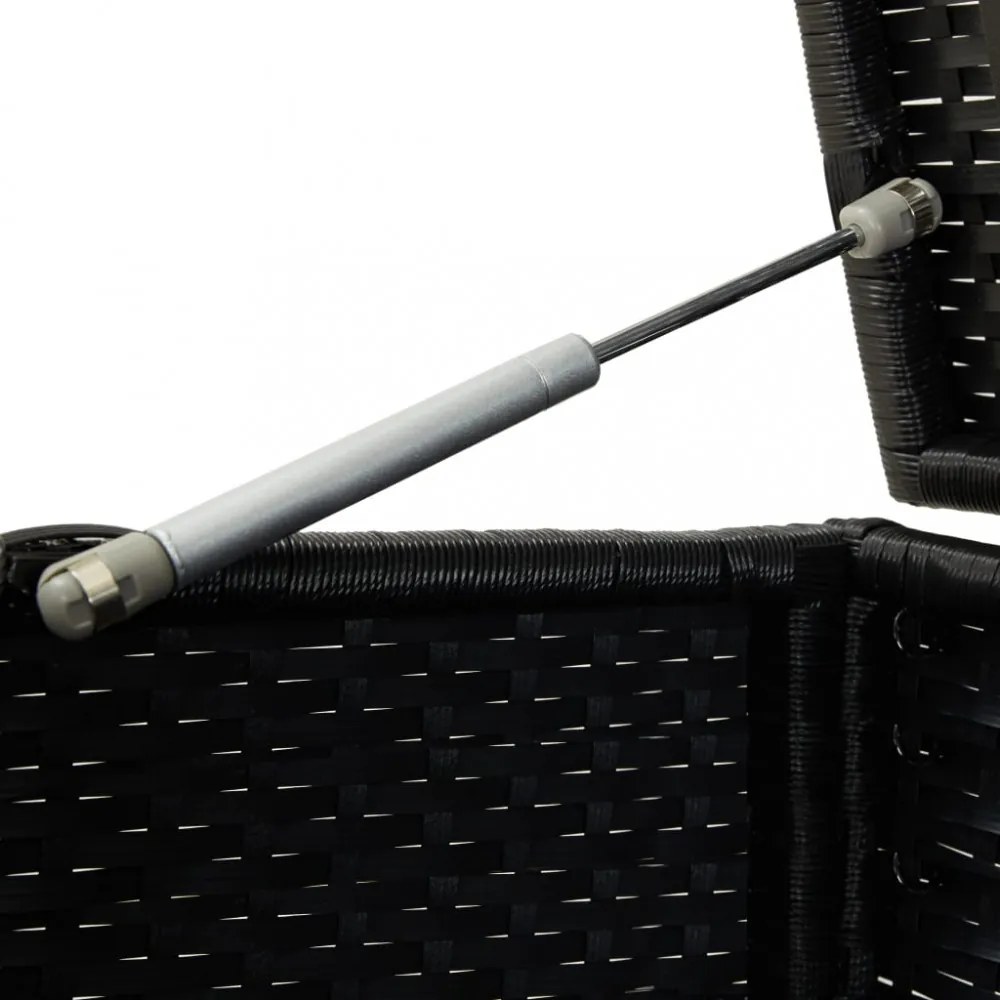 fekete polyrattan kerti tárolóláda 200 x 50 x 60 cm