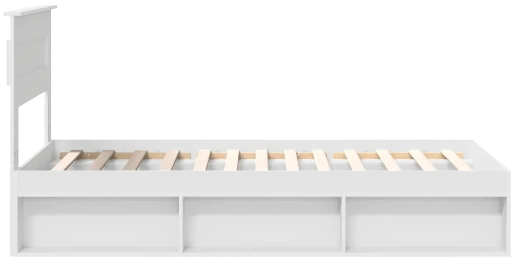 vidaXL Ágykeret matracmal fejtámlával Fehér 75 x 190 cm Tömör fenyőfa