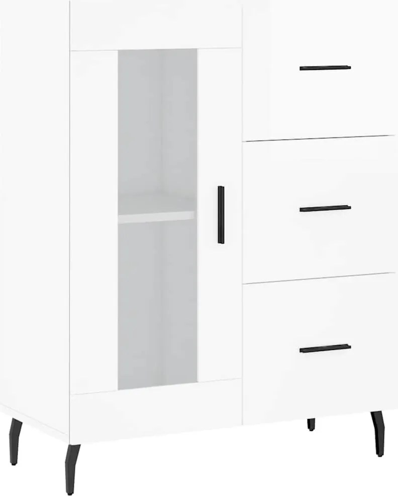 vidaXL magasfényű fehér szerelt fa tálalószekrény 69,5 x 34 x 90 cm