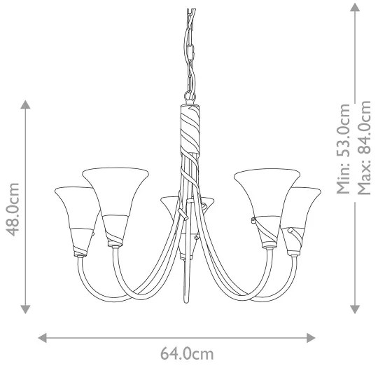 Elstead EM5-COPPER - Csillár láncon EMILY 5xE14/40W/230V