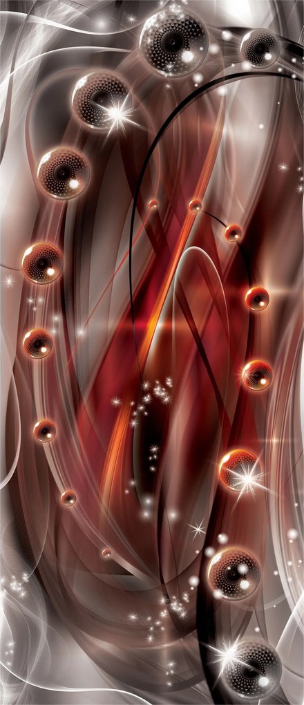 Fotótapéta Absztrakt Gömbök Hullámok Piros-barna-szürke 91x211 +ragasztó