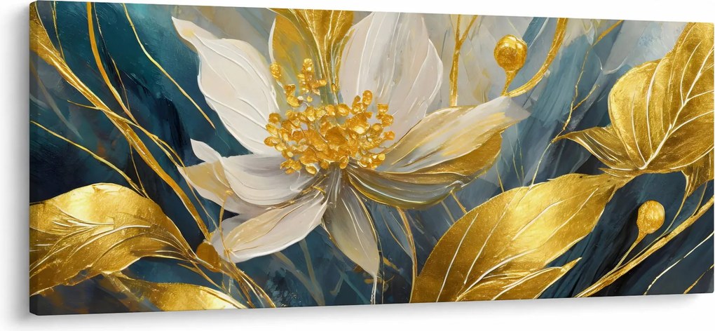 Kép - Festmény arany virágok (120x50 cm)