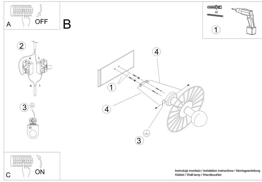 Fekete mennyezeti lámpa ø 30 cm Soho – Sollux