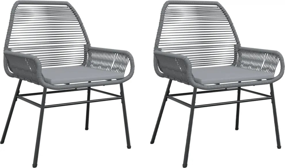 vidaXL 2 db szürke polyrattan kerti szék párnákkal