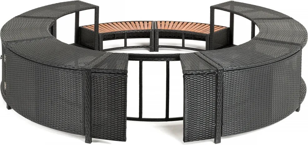 Lay-Z-Spa kör alakú rattan pezsgőfürdő bútor, 180 cm, fekete