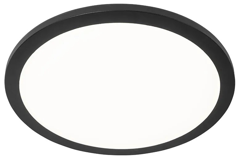 Mennyezeti lámpa fekete 40 cm beépített LED-del, 3 fokozatú fényerő-szabályozással, IP44 - Steve