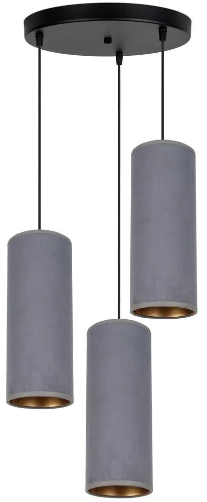 Csillár zsinóron AVALO 3xE27/60W/230V á. 35 cm szürke