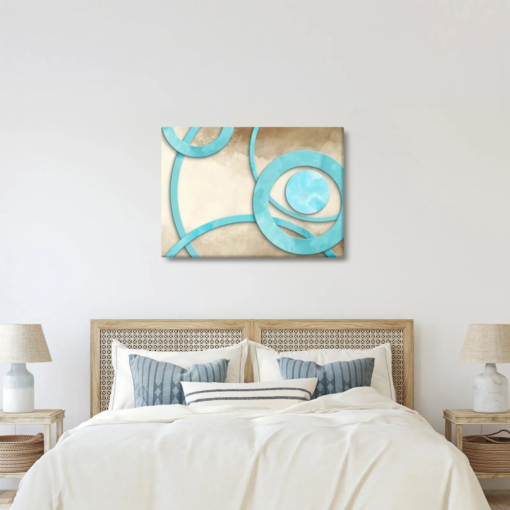 Kép - Kék körök akvarell (70x50 cm)