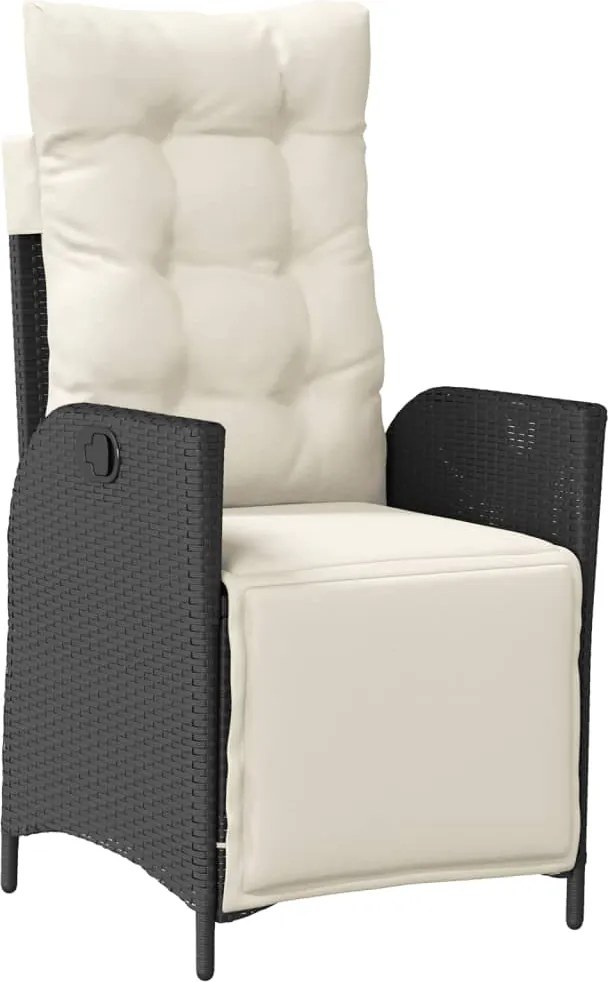 vidaXL fekete polyrattan dönthető kerti szék lábtartóval