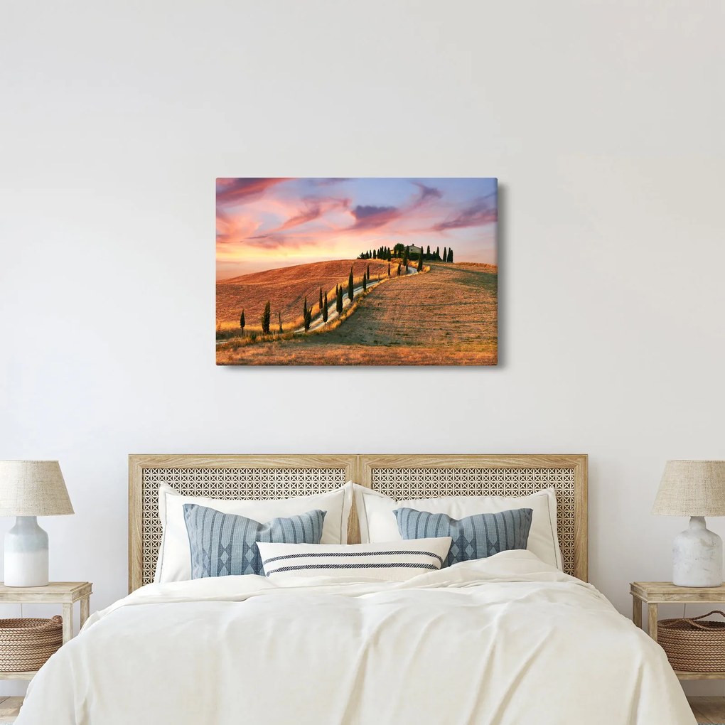 Kép - Ház a dombon, Toszkána, Olaszország (90x60 cm)