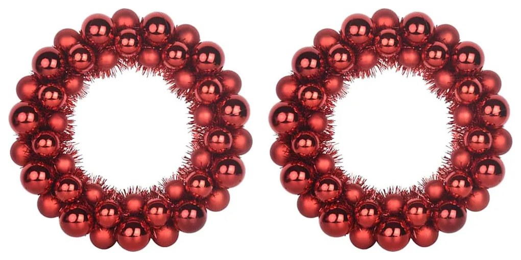 Karácsonyi labda koszorúk 2 pcs Piros 33 x 33 x 7 cm