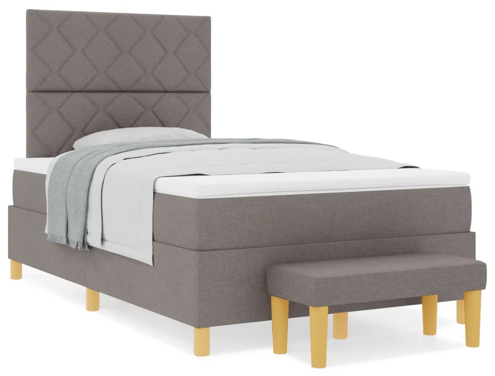 Box Spring ágy matraccal és padláccal taupe 120x190 cm szövet
