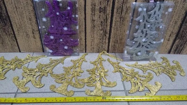 Karácsonyfadísz szett 6 db-os, csillámos MAR037