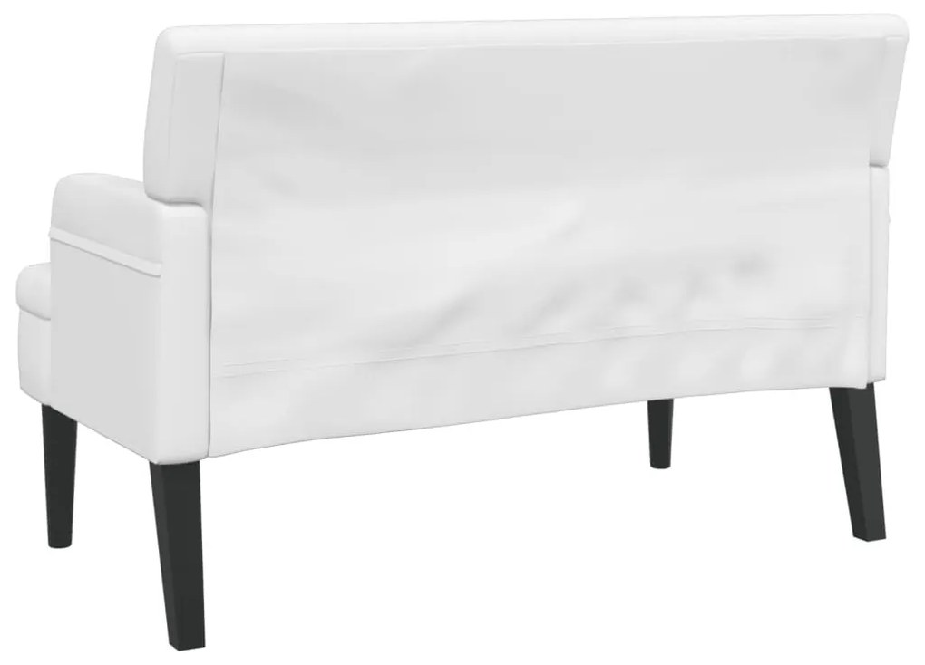 fehér műbőr pad háttámlával 112x65,5x75 cm