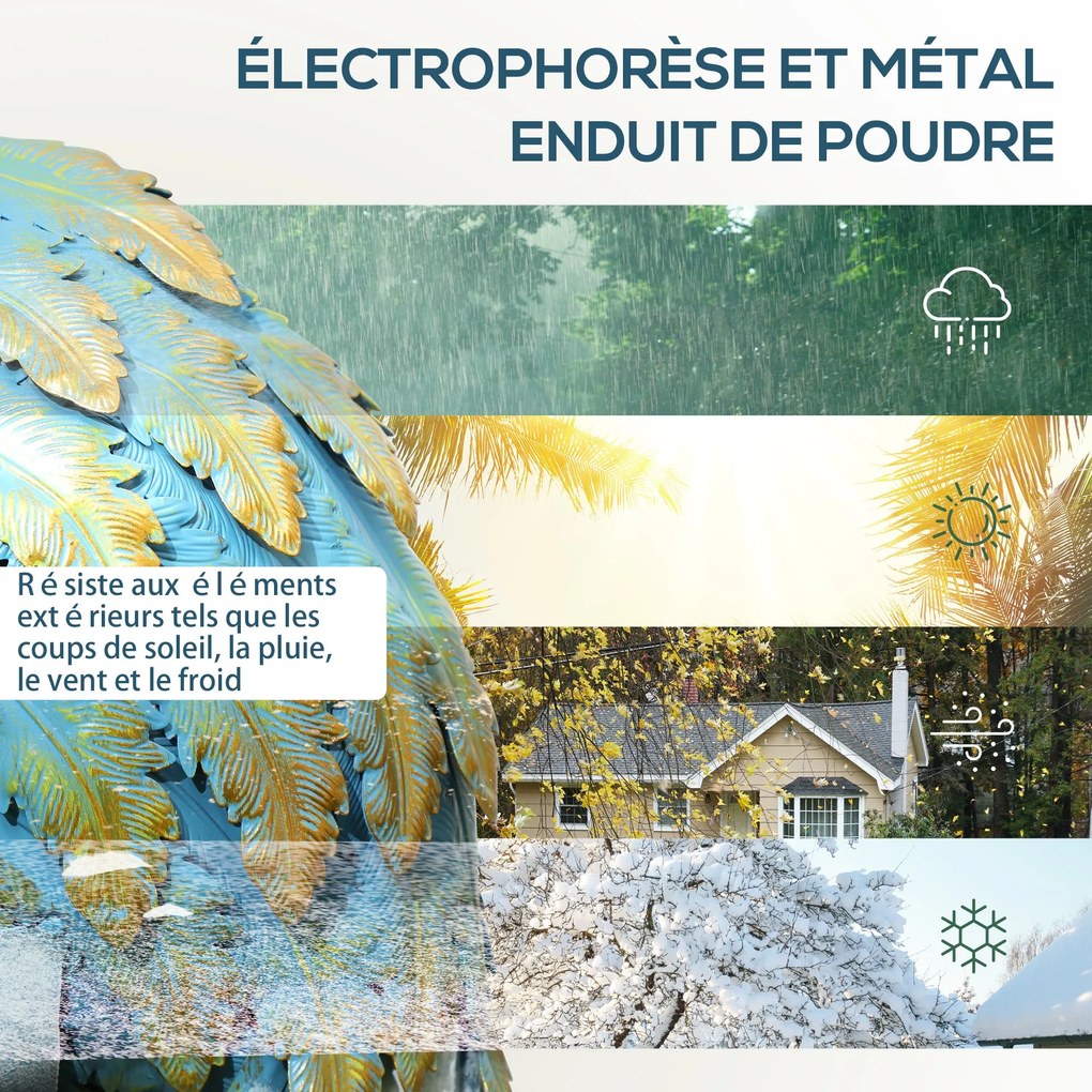 Outsunny Kerti Szobor, Fém Gém Szobor, Kültéri Kerti Dísz 63 cm, Tóhoz, Teraszra, Látókörhöz, Gyephez, többszínű | Aosom