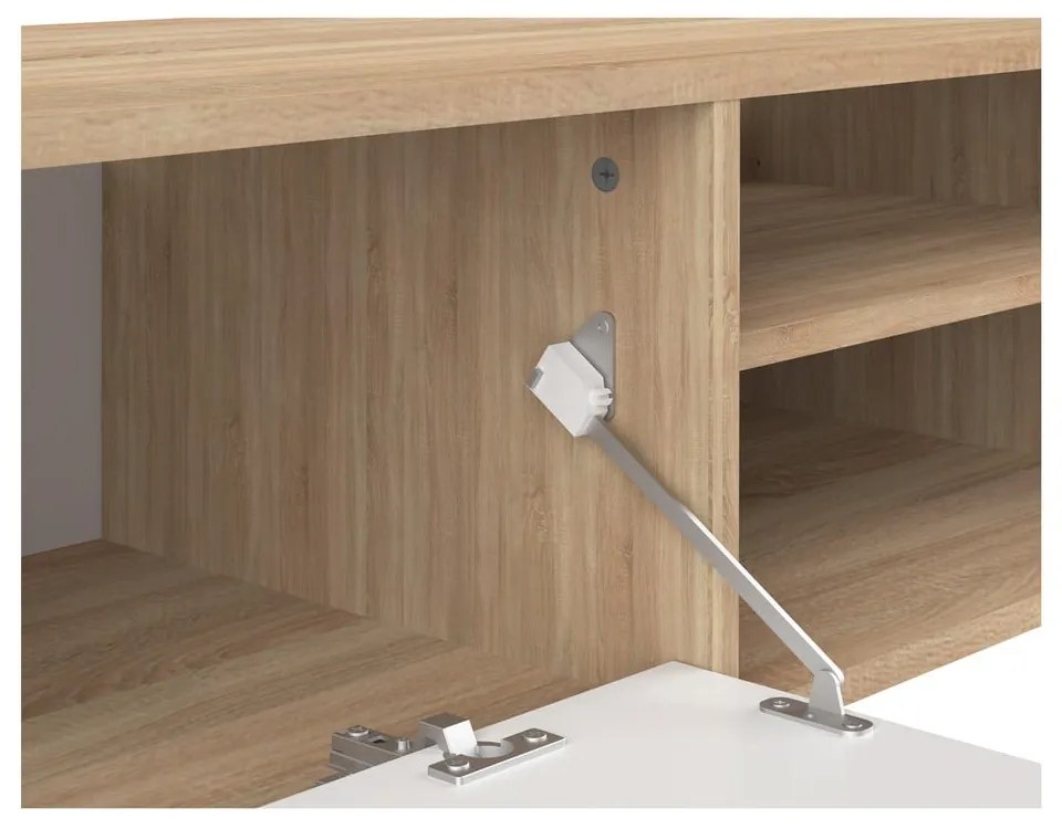 Fehér-natúr színű TV-állvány tölgyfa dekorral 165x40 cm Ampère – TemaHome