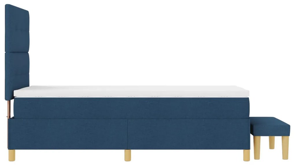 Boxspring Ágy Mattal és Pad Kék 90x200 cm Szövet