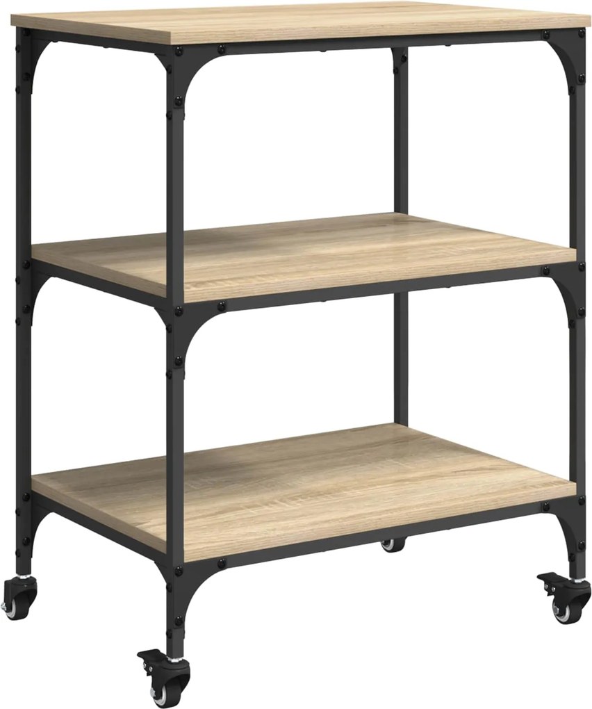 vidaXL Konyhai kocsi Sonoma tölgy 60 x 41 x 76 cm Faanyag