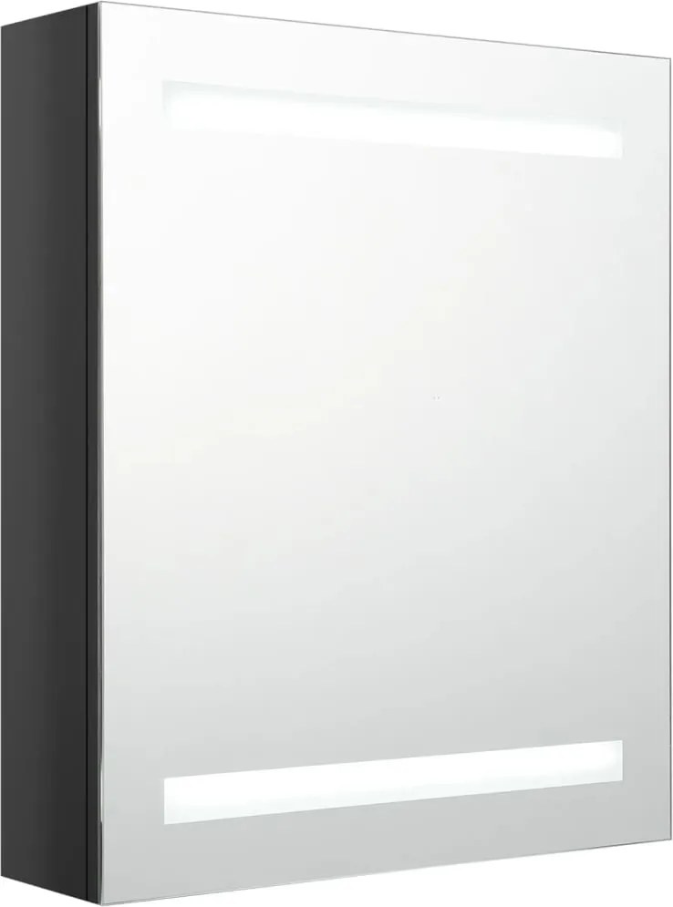 vidaXL fényes fekete LED-es tükrös fürdőszobaszekrény 50 x 14 x 60 cm