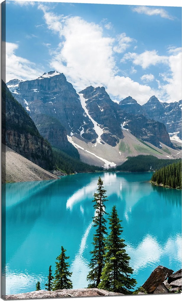 Vászonkép Természet Hegyek Erdő Kék víz 60x100 cm