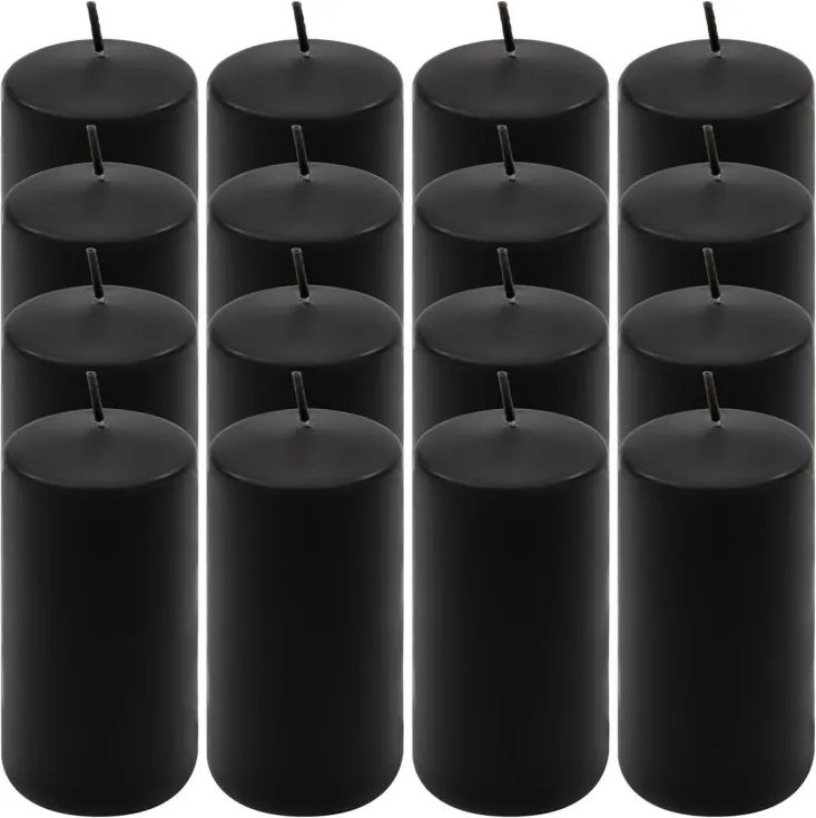 Gyertya készlet 10 cm Ø 5 cm 16 db fekete