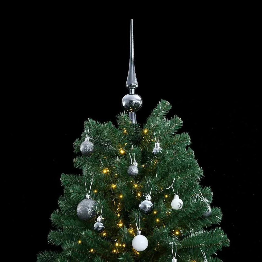 csuklópántos műkarácsonyfa 300 LED-del és gömbökkel 210 cm