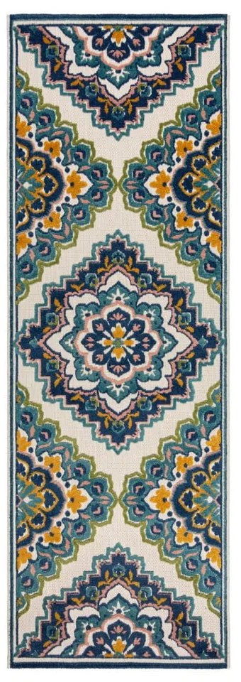 Kék kültéri szőnyeg 80x230 cm Beach Floral – Flair Rugs