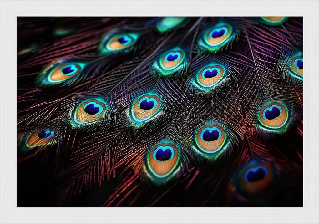 Poszter Keret Fa Páva Toll Páva Színes Szemek Természet Peacock 60x40