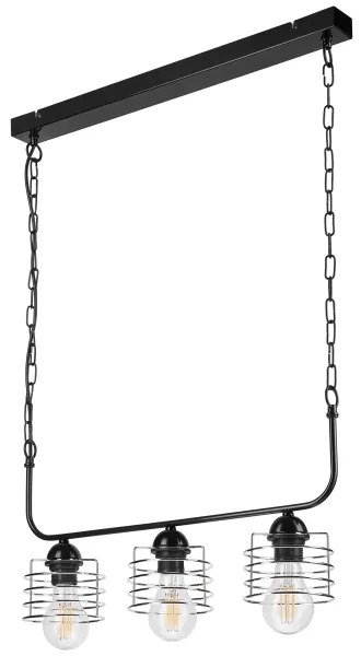 Csillár láncon MORGAN 3xE27/60W/230V fekete/króm