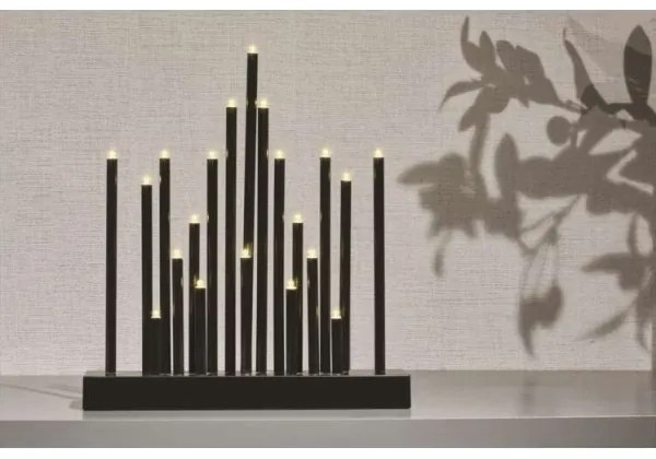 LED Karácsonyi gyertyatartó 20xLED/3xAA fekete