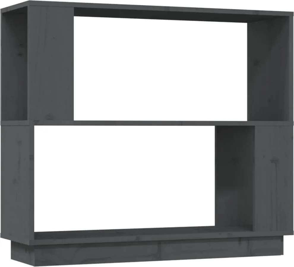vidaXL szürke tömör fenyőfa könyvszekrény/térelválasztó 80x25x70 cm