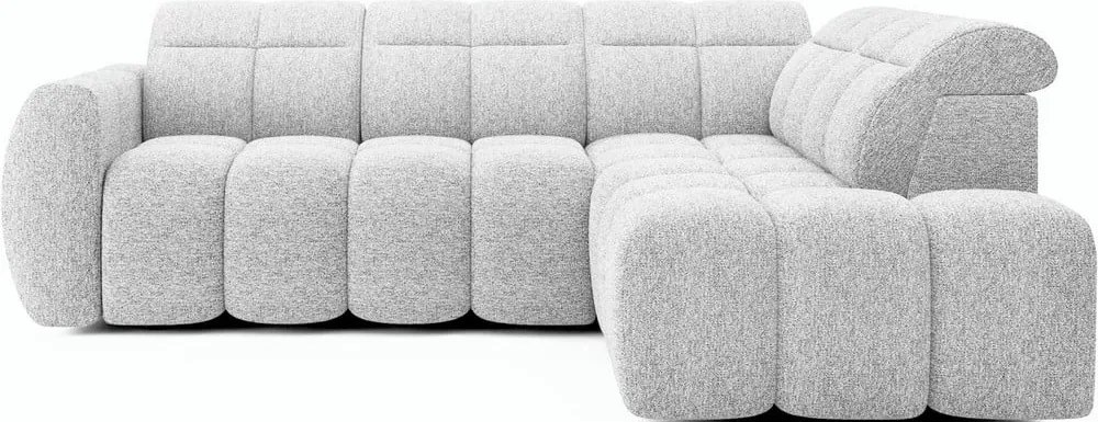 Világosszürke buklé kinyitható-tárolóhelyes sarokkanapé (jobb oldali-L alakú) Falconn – ELTAP