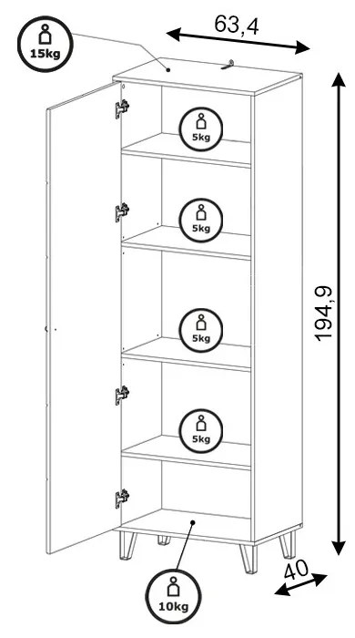 BILBAO BL17 Szekrény Craft Tobaco Tölgy/szürke színben