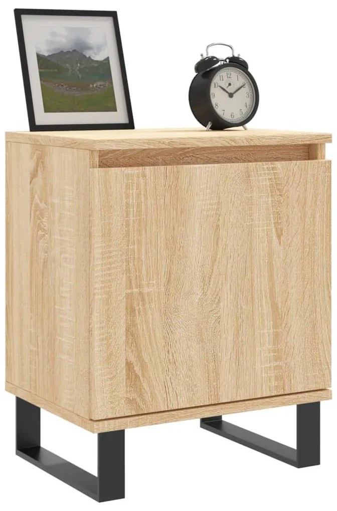 2 db sonoma tölgy színű szerelt fa éjjeliszekrény 40x30x50 cm